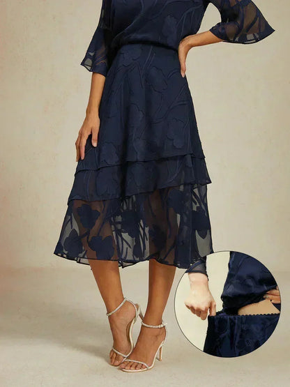 Chiffon-Midirock mit Blumenmuster