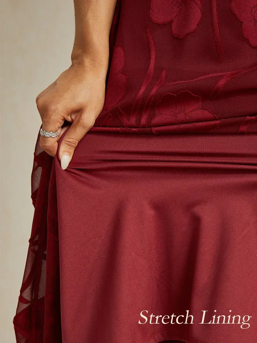 Ruffle Flutter Lace Midi Dress