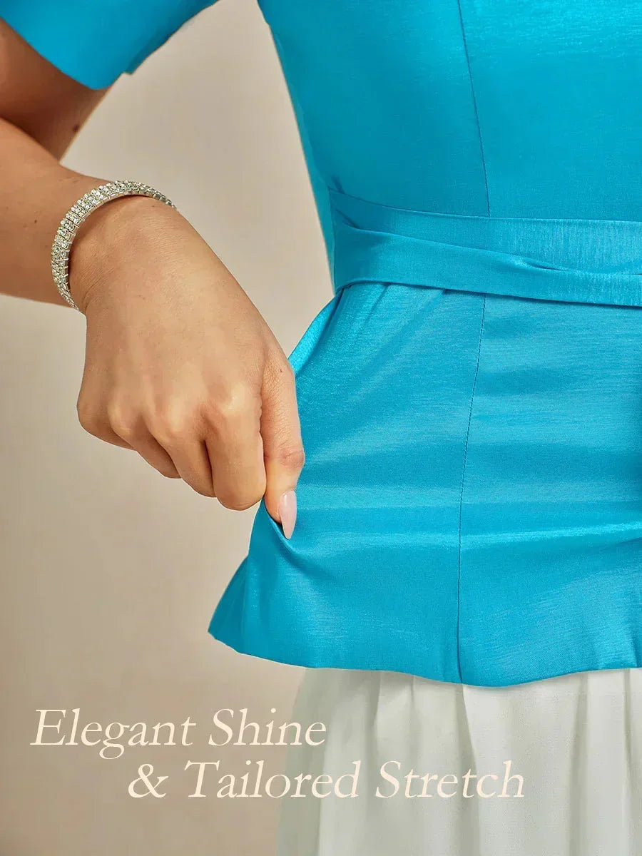 Blusa de tafetán elástico con manga codo