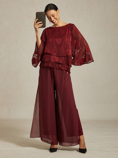 Chiffonbluse med blomster og lag