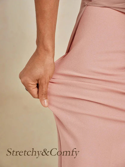 Straight Leg Pant With Chiffon Split Leg Overlay