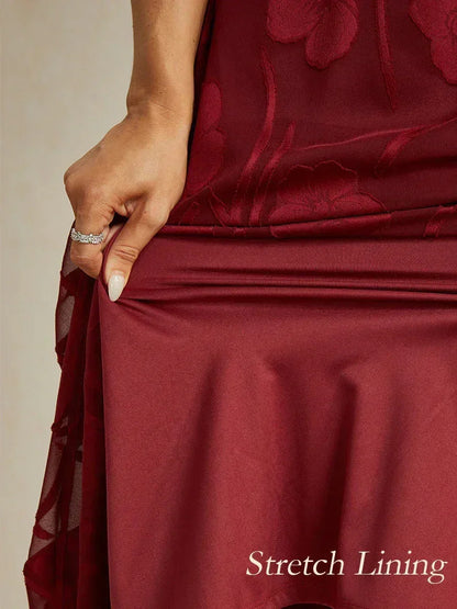 Ruffle Flutter Lace Maxi Dress