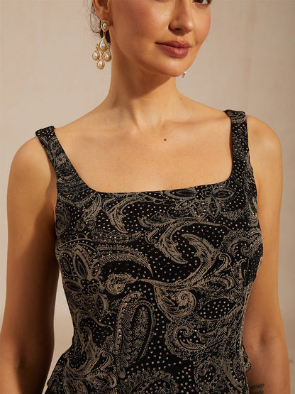 Paisley Jacket Dress with Subtle Sequin Detail