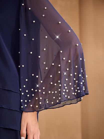 Beaded Layered Mesh Elegant Tops