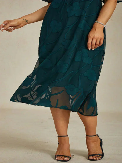 Rüschen-Spitzen-Maxikleid für große Größen