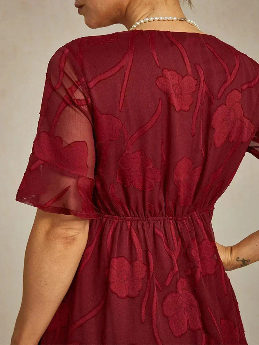 Rüschen-Spitzen-Maxikleid für große Größen