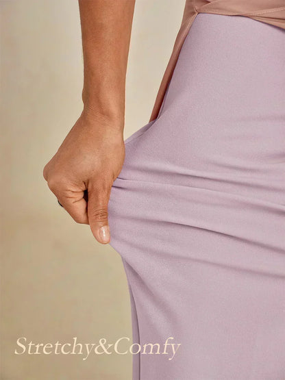 Straight Leg Pant With Chiffon Split Leg Overlay