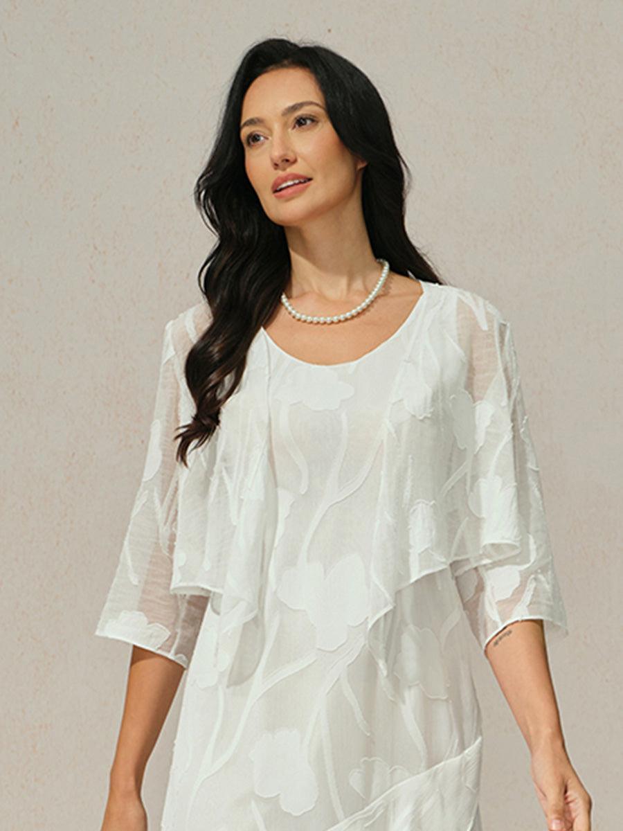 Floral Sheer Chiffon 3/4 Sleeve Cardigan