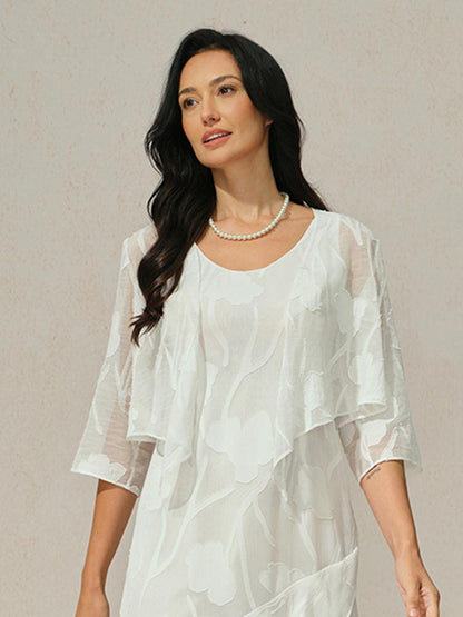 Floral Sheer Chiffon 3/4 Sleeve Cardigan