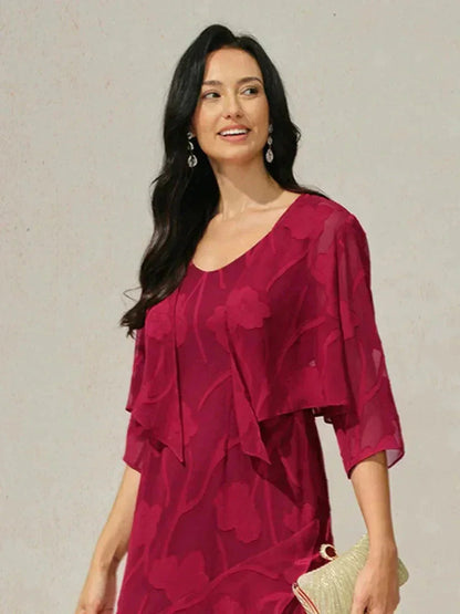 Bloemen-Doorschijnende Chiffon Shrug met 3/4-Mouwen