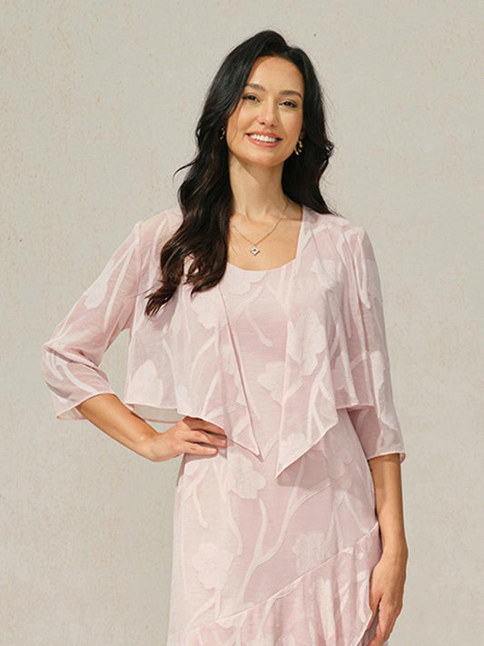 Floral Sheer Chiffon 3/4 Sleeve Cardigan