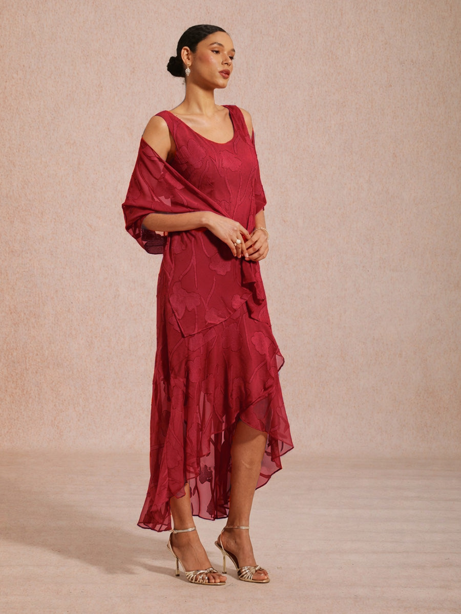 Sheer Floral Chiffon Shawl