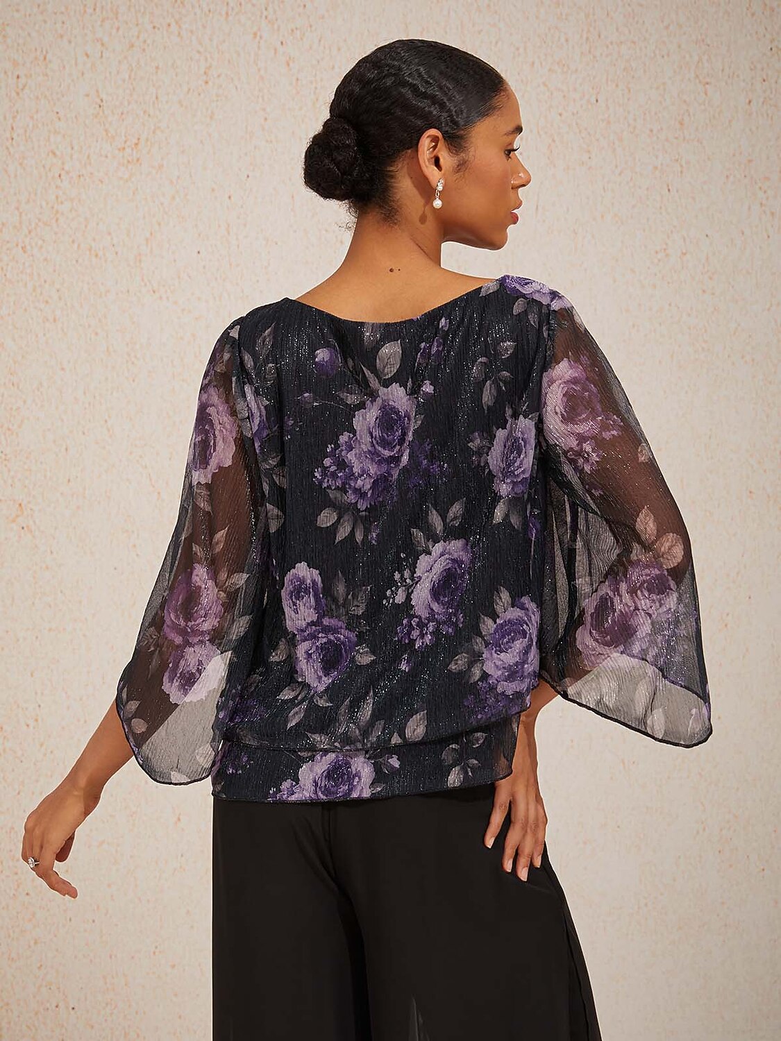 Pleated Layered Floral Blouse