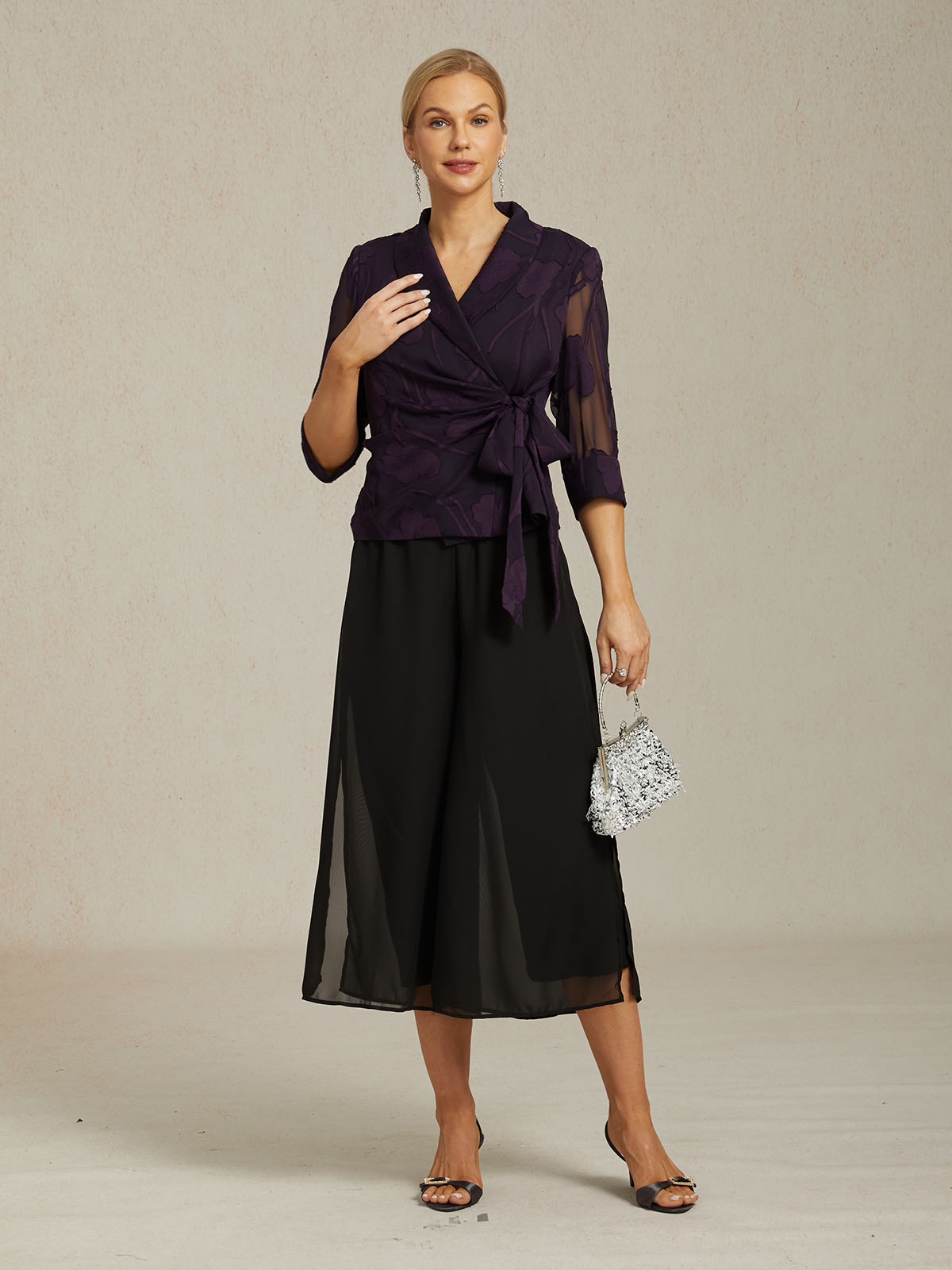 Elegant bluse i chiffon med blomsterprint