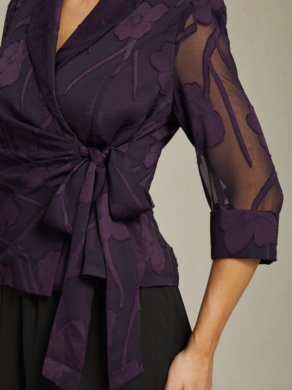 Elegant bluse i chiffon med blomsterprint