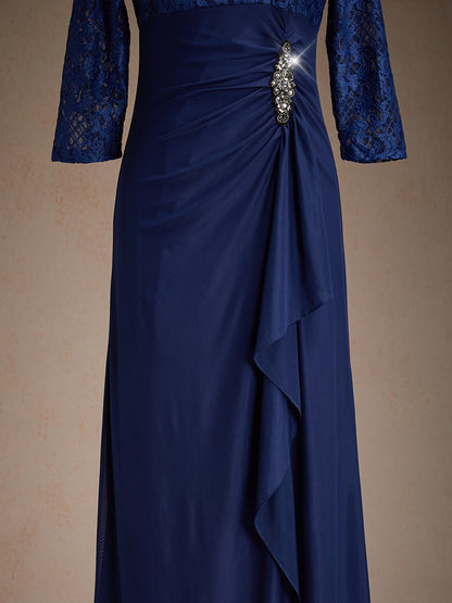 Lace A-Line Empire Waist Dress with Beaded Detail