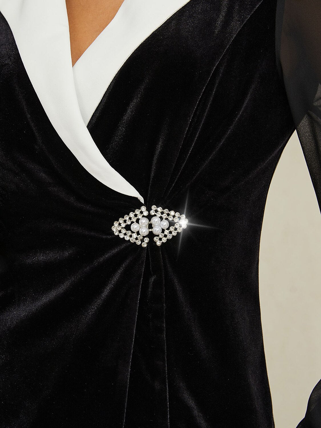 Velvet and Chiffon Patchwork Blazer