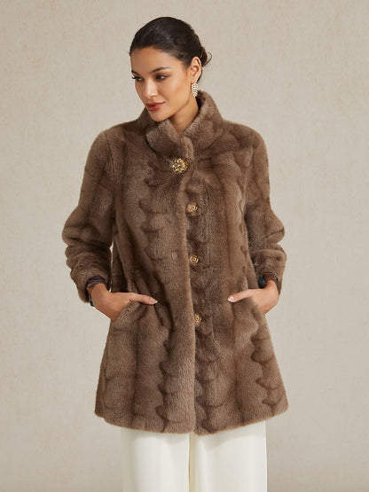 Faux Fur Button Front Coat