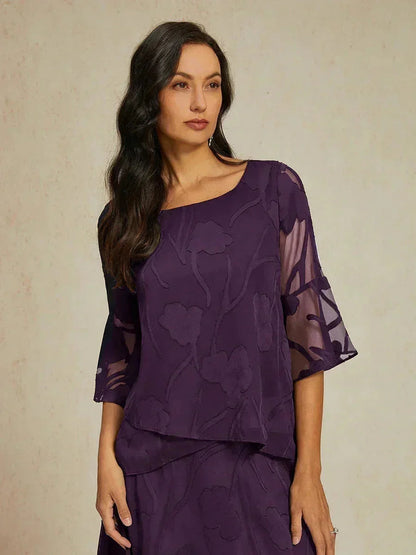 Elegante chiffon blouse met asymmetrische zoom