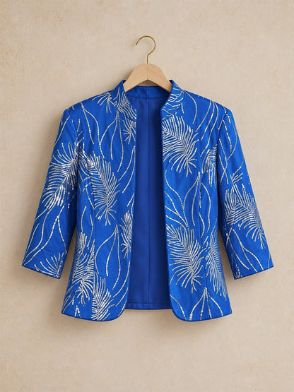 Feather Sequin Embellished Jacket