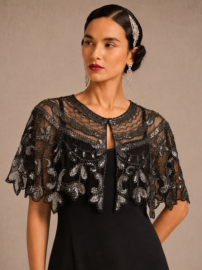 Vintage Sequins Mesh Shawl