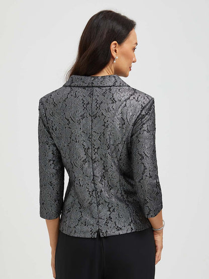 Lace Zipper Metallic Blouse