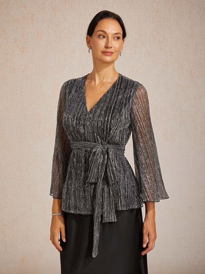 Dressy Wrap Tie Front Tops