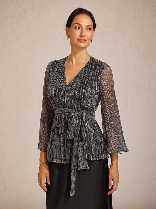 Dressy Wrap Tie Front Tops