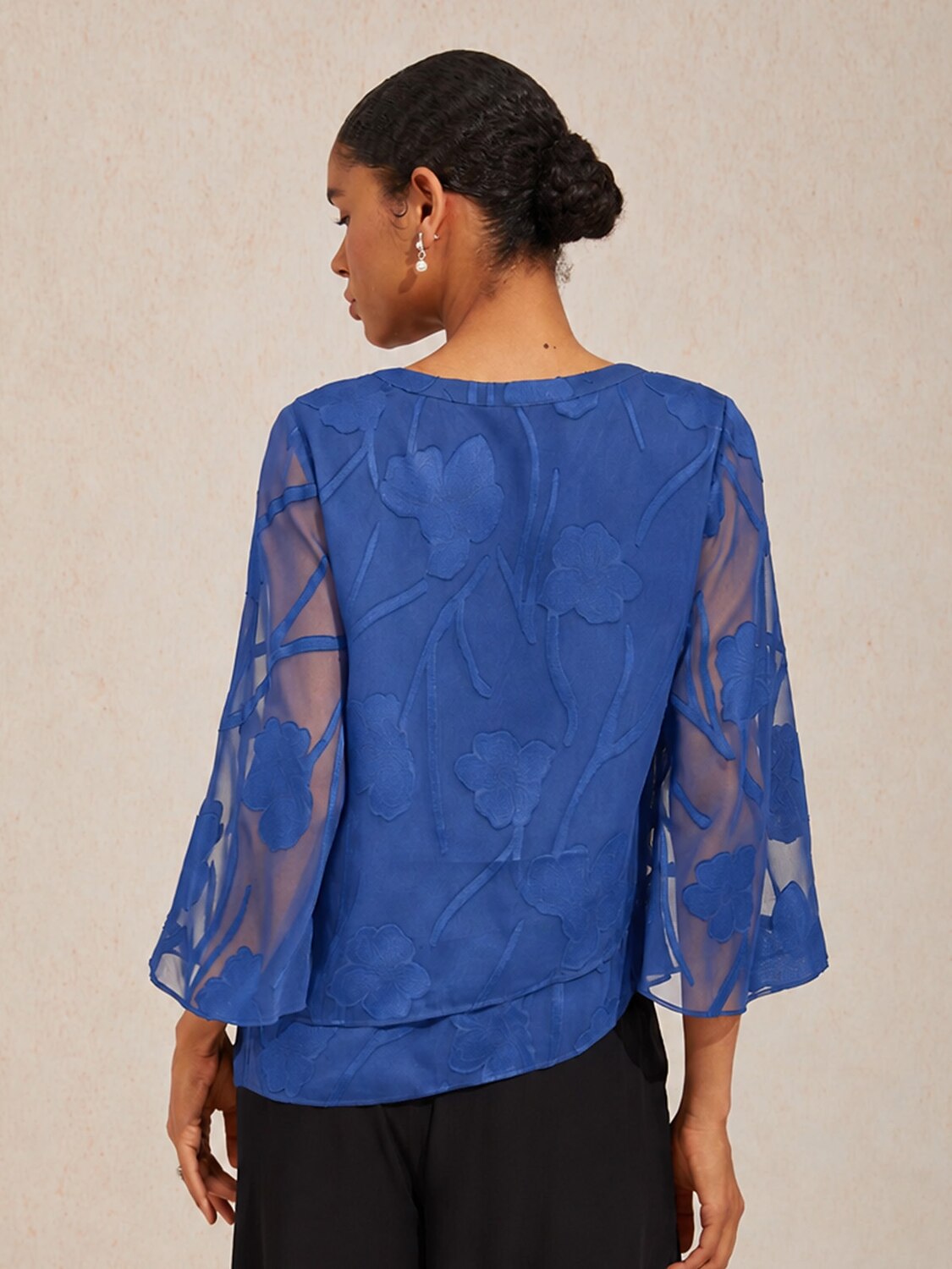 Notched Neck Floral Tops