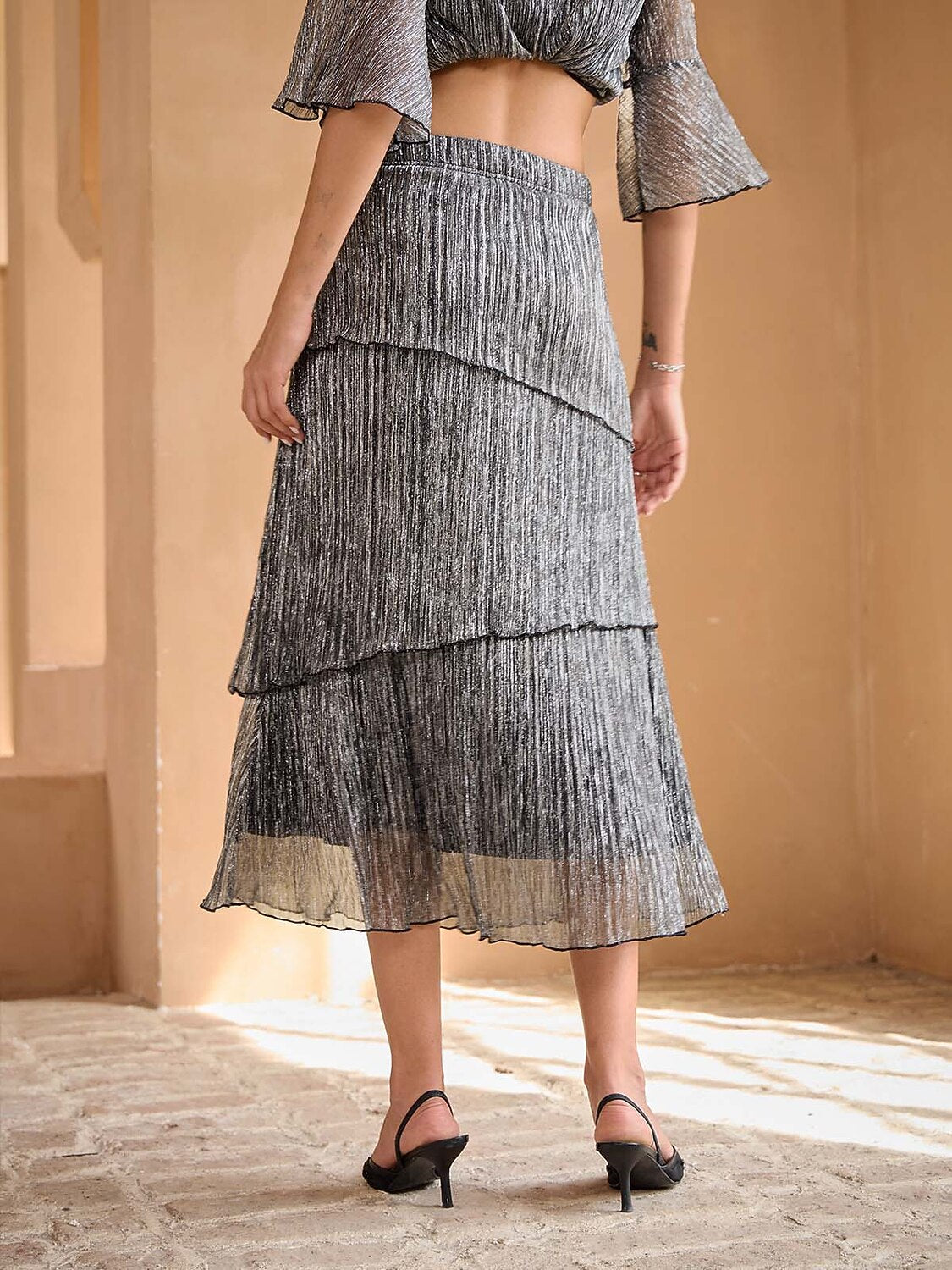 Pleated Layered Chiffon Skirt