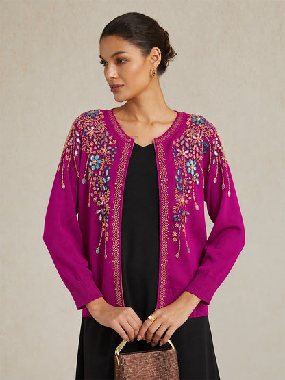 Floral Embroidered Cardigan