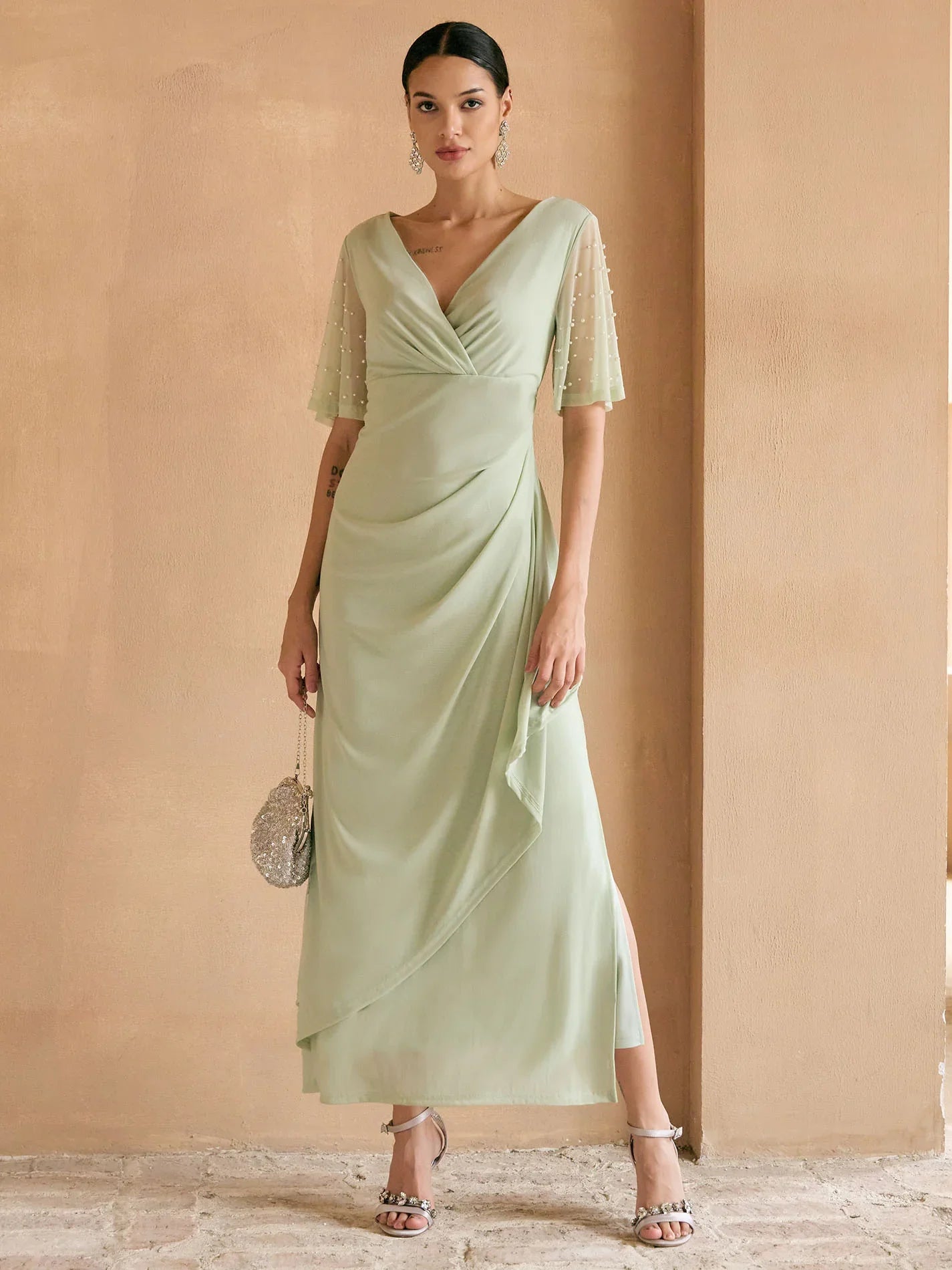 empire waist maxi dress Chiffon Evening for Women Empire Waist Long Prom Dress