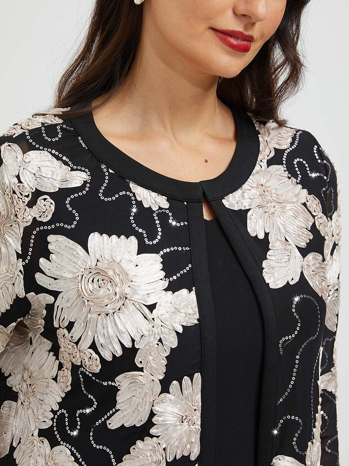 Sequins Rosette Floral Jacket