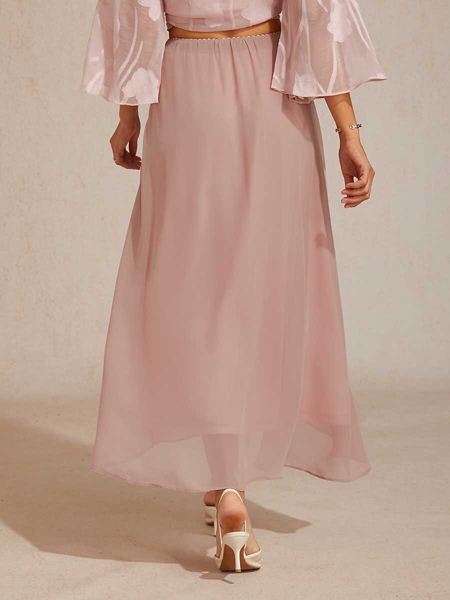 High-Low Overlay Chiffon Skirt with Lining