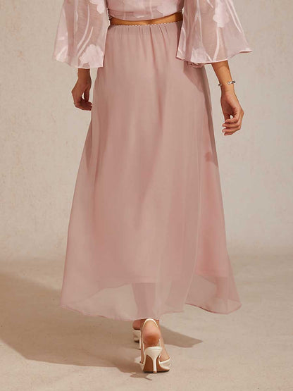 High-Low Overlay Chiffon Skirt with Lining