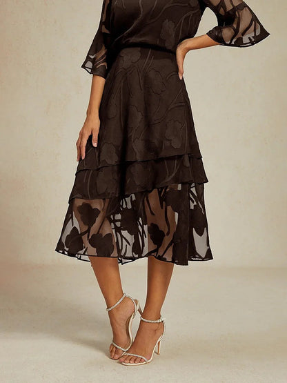 Floral Chiffon Midi Skirt