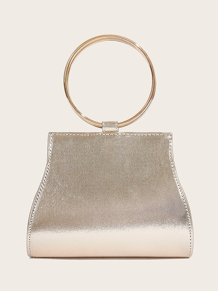Pochette En Cristal À Poignée Anneau Doré C Sac Élégant