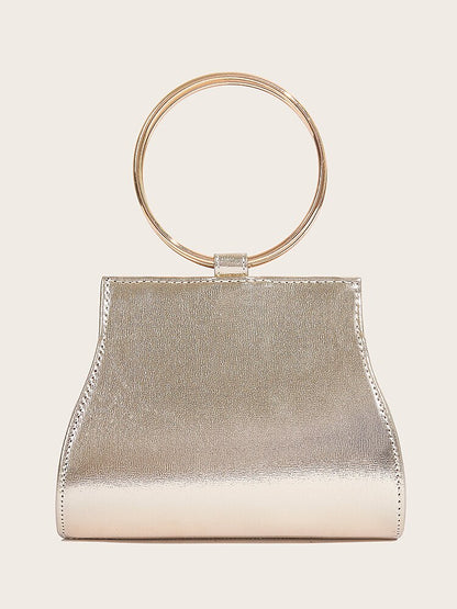 Pochette En Cristal À Poignée Anneau Doré C Sac Élégant