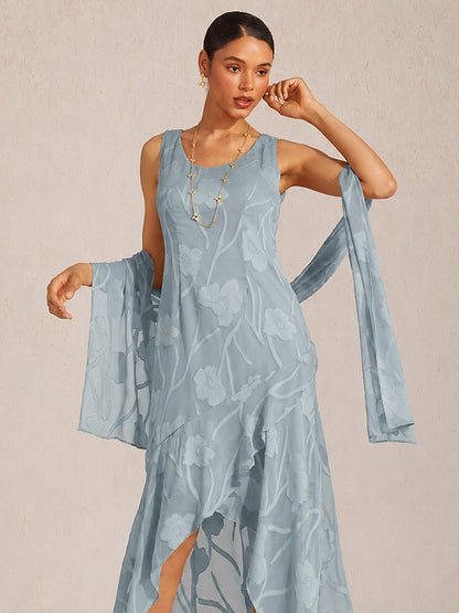 Sheer Floral Chiffon Shawl