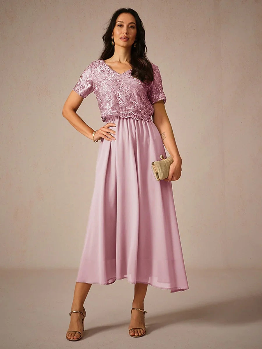 Contrast Lace Satin Midi Dress