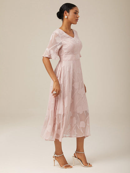 Ruffle Flutter Lace Maxi Dress