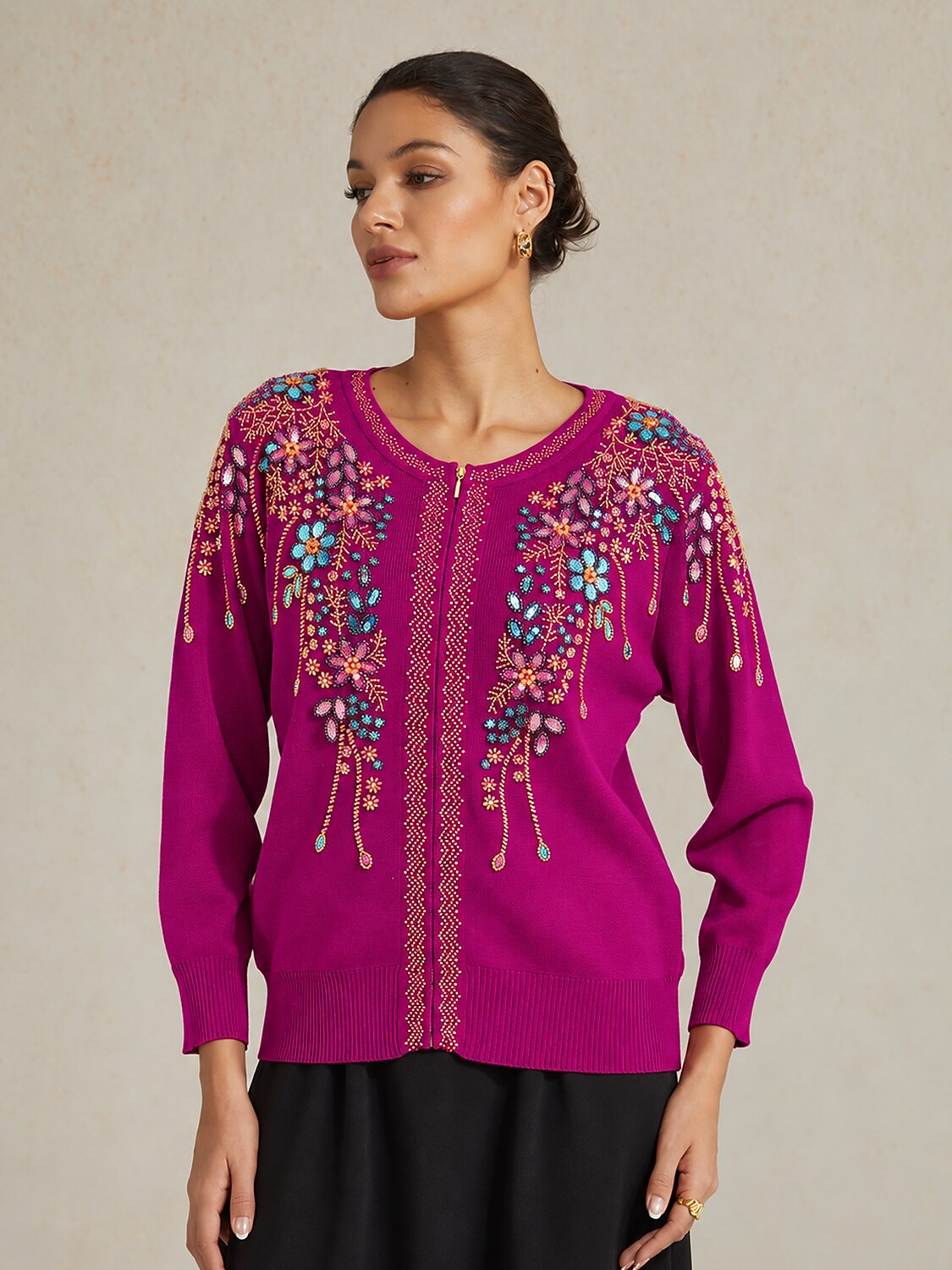 Floral Embroidered Cardigan