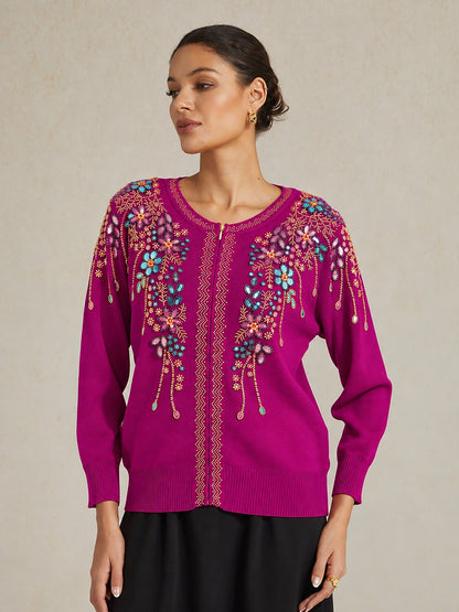 Floral Embroidered Cardigan