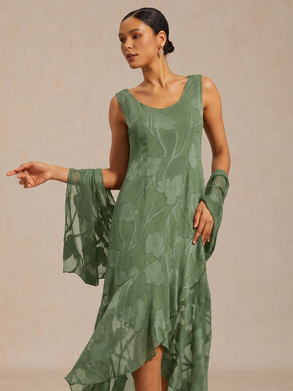 Sheer Floral Chiffon Shawl