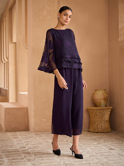 Cropped Length Wide Leg Pants