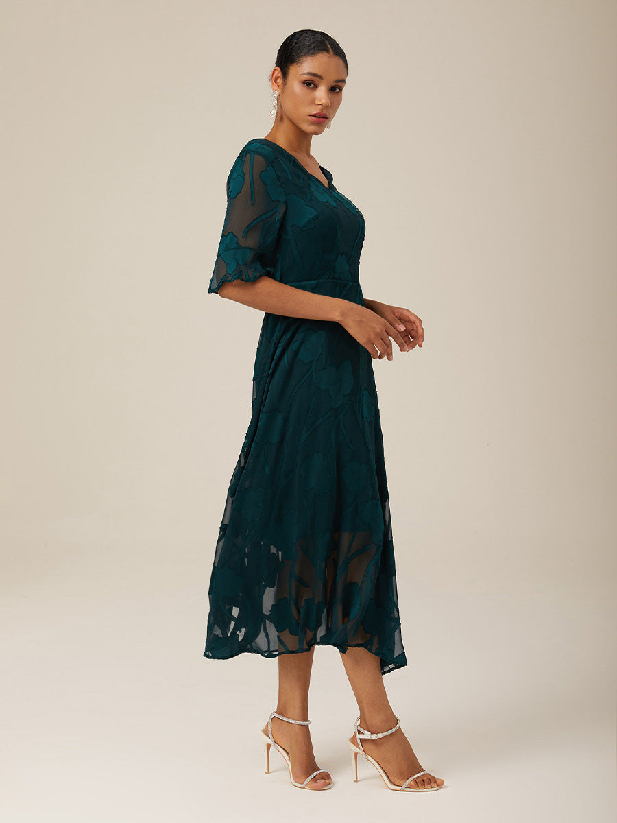 Ruffle Flutter Lace Maxi Dress