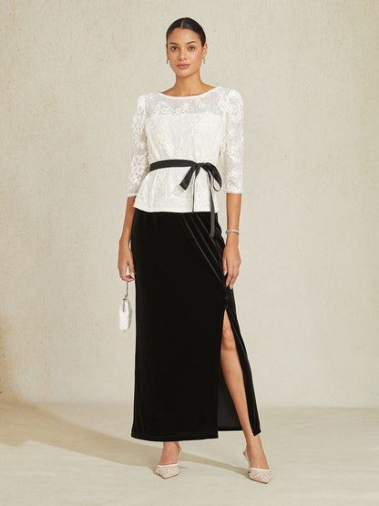 Velvet Slit Long Skirt