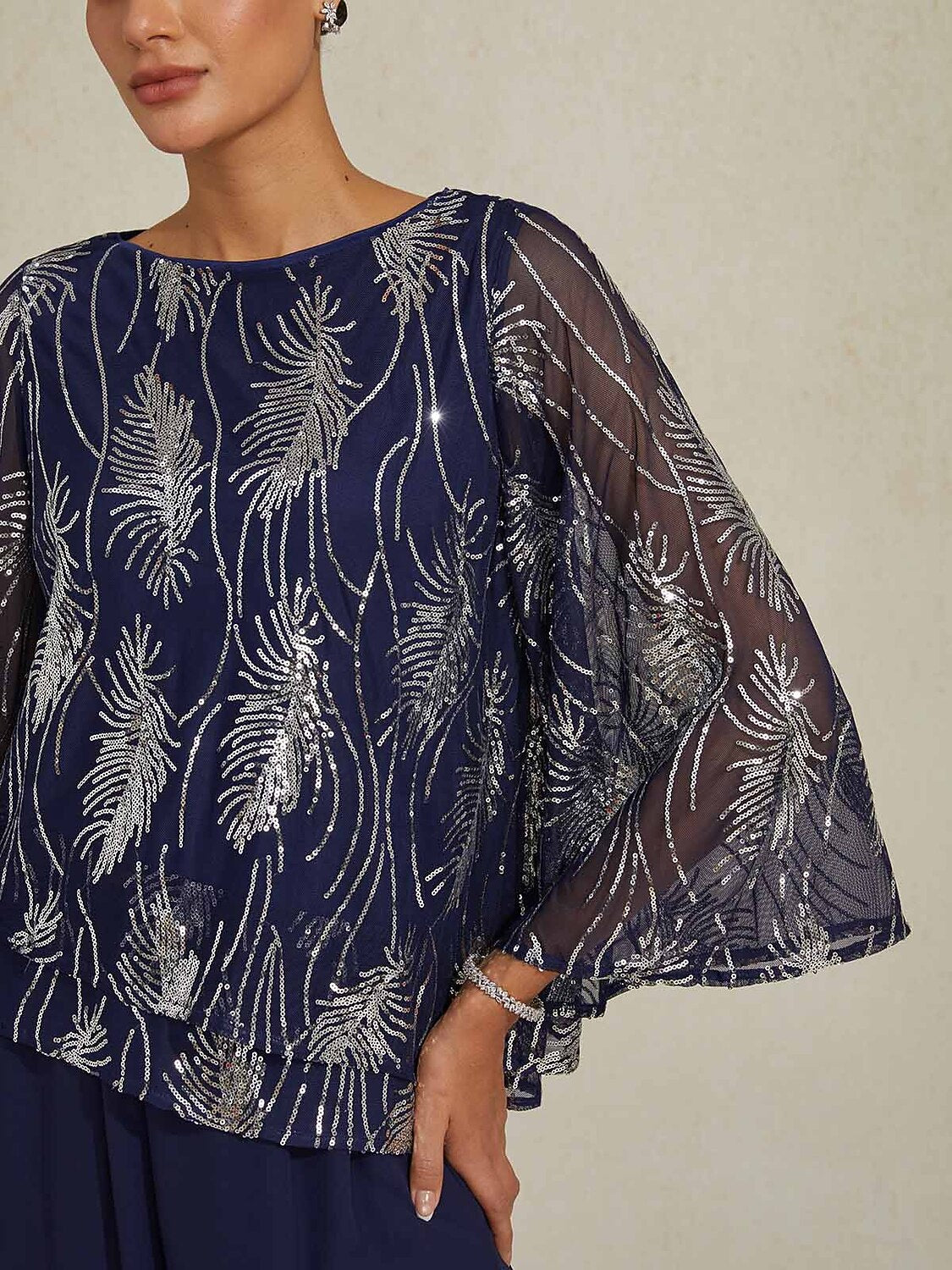 Sequins Feather Layered Blouses