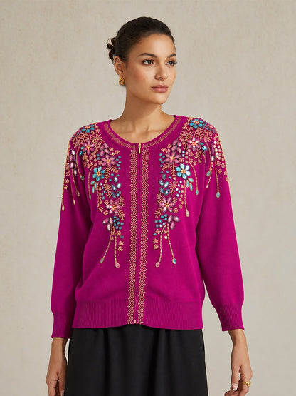 Floral Embroidered Cardigan