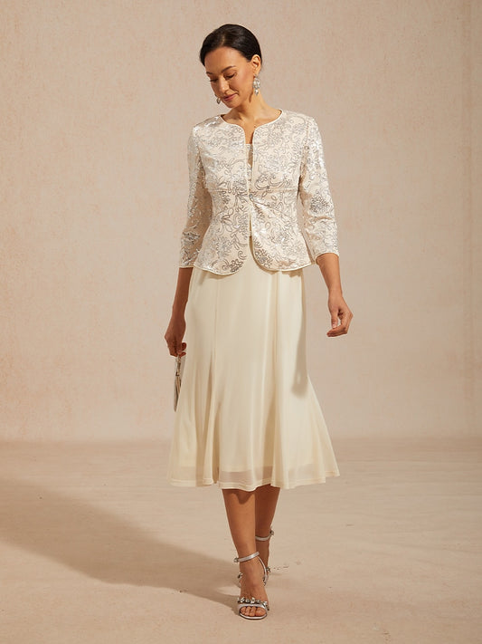 Midi Sequin Embroidered Jacket Dress
